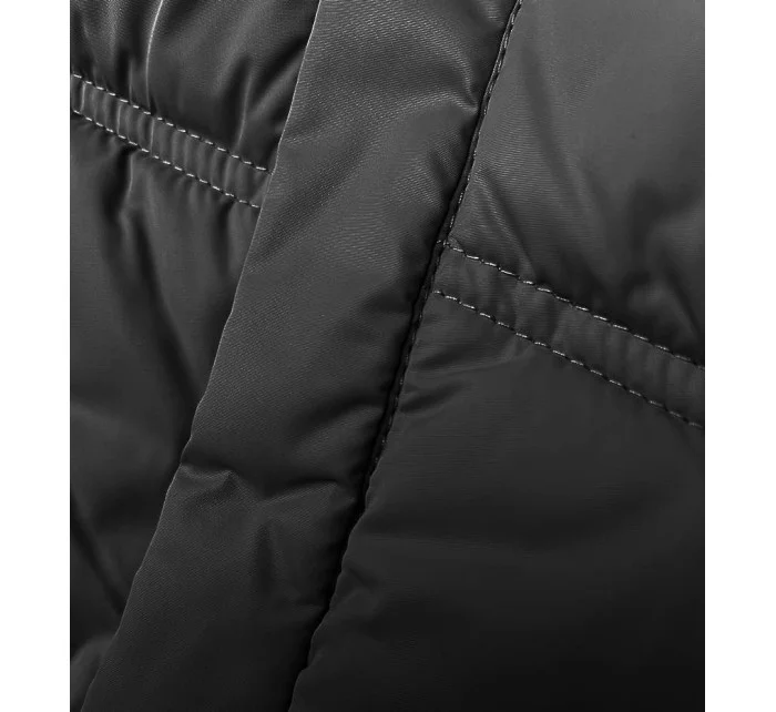 Černá volná dámská bunda s kapucí (8118)