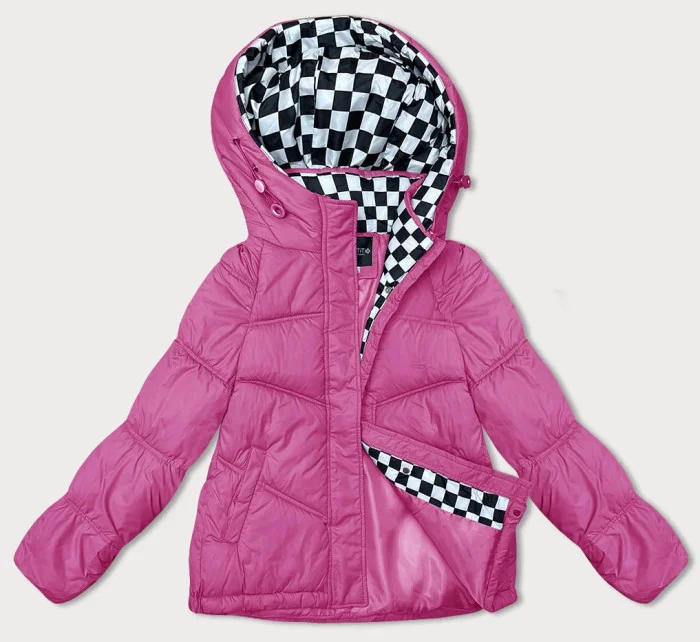 růžová volná dámská bunda s kapucí model 21246333 - Miss TiTi