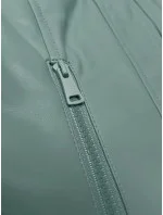 Krátká dámská bunda ramoneska v mátové barvě se stojáčkem J Style (11Z8127)