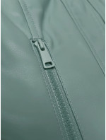 Krátká dámská bunda ramoneska v mátové barvě se stojáčkem J Style (11Z8127)