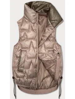 růžová krátká dámská vesta se stahovacími boky model 20867425 - S'WEST
