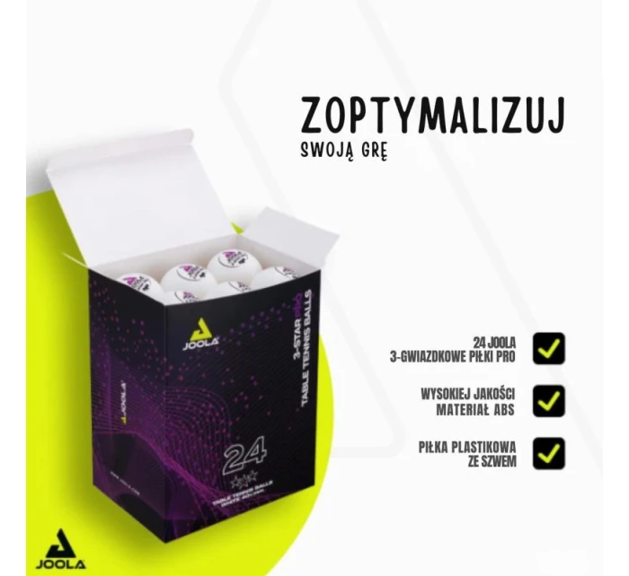 JOOLA PRO 3 STAR MÍČKY NA STOLNÍ TENIS 24KS BÍLÉ JOOLA PRO 3 STAR MÍČKY NA STOLNÍ TENIS 24KS BÍLÉ