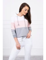 Barevná pruhovaná sada bílá+pudrově růžová