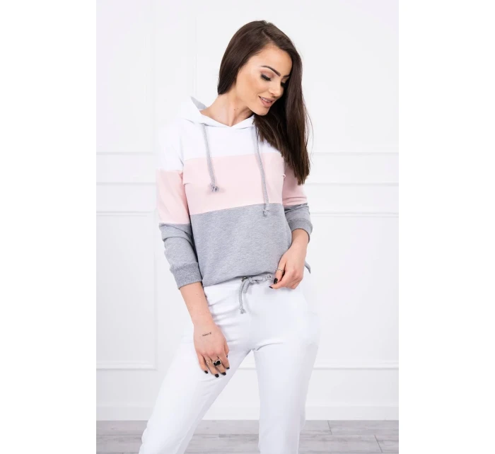 Barevná pruhovaná sada bílá+pudrově růžová