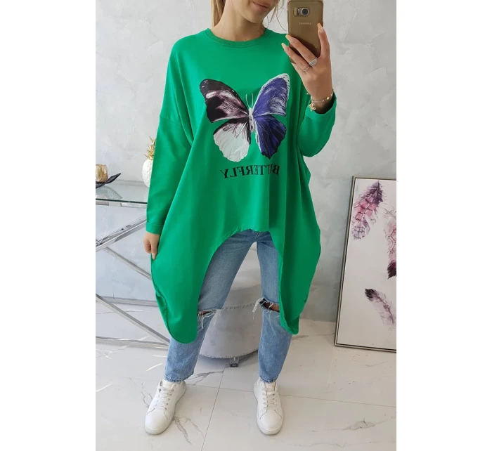 Oversize halenka s potiskem světle zelená