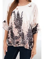 Dámská halenka s plisovaným rukávem a potiskem černá