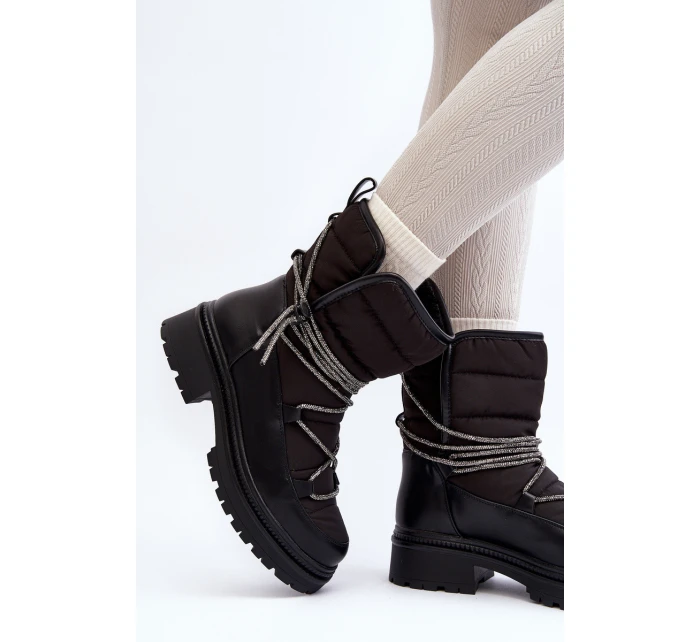 Dámské zimní boty s ozdobným šněrováním černé model 21645238 - Boto Dámské zimní boty s ozdobným šněrováním černé model 21645238 - Boto