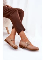 Kožené Polobotky Dámské S Přezkou Laura Messi 2980 Tmavě Béžové Kožené Polobotky Dámské S Přezkou Laura Messi 2980 Tmavě Béžové