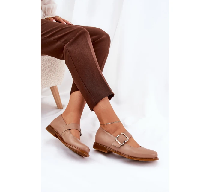 Kožené Polobotky Dámské S Přezkou Laura Messi 2980 Tmavě Béžové Kožené Polobotky Dámské S Přezkou Laura Messi 2980 Tmavě Béžové