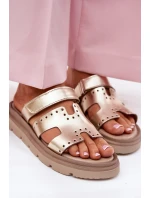 Dámské Pantofle Z Přírodní Kůže Na Platformě Zazoo 40440 Zlaté Dámské Pantofle Z Přírodní Kůže Na Platformě Zazoo 40440 Zlaté