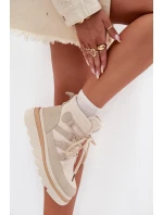 Dámské Botky Trapery Na Platformě Světle Béžové model 21707114 - Boto