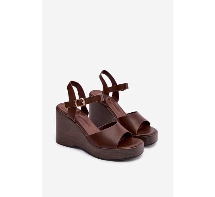 Dámské sandály na platformě Eko kůže Čokoládové model 21937495 - Boto