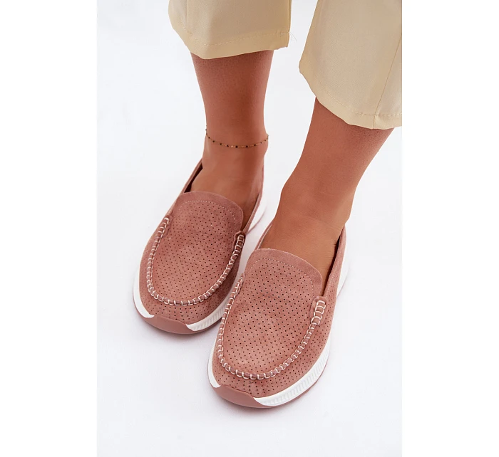 Růžové dámské semišové mokasiny Pevina Růžové dámské semišové mokasiny Pevina