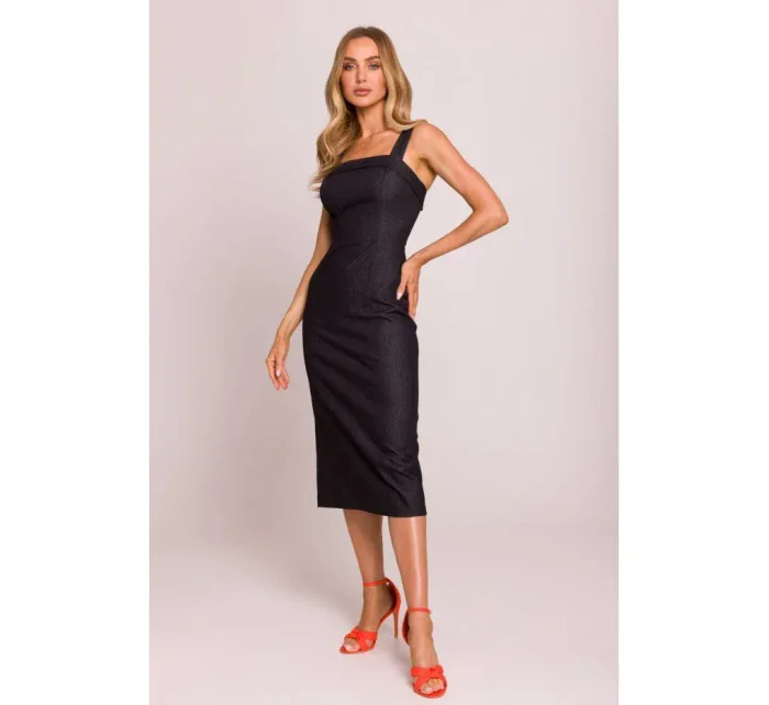 model 20970500 Džínové midi šaty grafitové - Moe