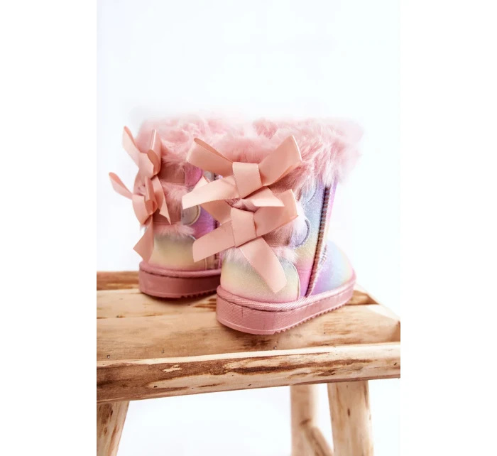 Dětské Teplé Sněhule Semišové s Mašlemi Vícebarevne Funky