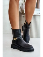 Kožené Dámské Kotníkové Boty S Páskem Zateplené GOE Černé Kožené Dámské Kotníkové Boty S Páskem Zateplené GOE Černé