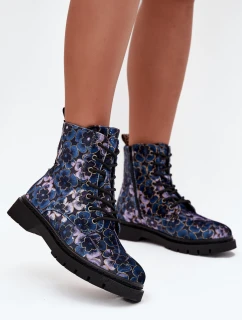 Dámské zateplené kotníkové boty model 21780734 Tmavě modrá vzor - Artiker