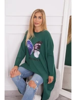 Oversize halenka s potiskem tmavě zelená