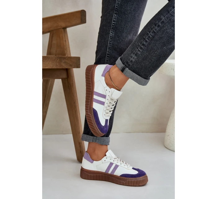 Zazoo N1068 Kožené Nízké Sneakersy Dámské Na Platformě Bílé Zazoo N1068 Kožené Nízké Sneakersy Dámské Na Platformě Bílé