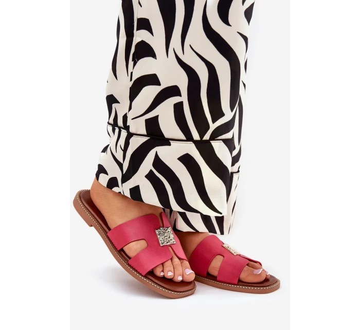 Ploché Pantofle S Výřezy A Dekorací Fuchsie Bohalis Ploché Pantofle S Výřezy A Dekorací Fuchsie Bohalis