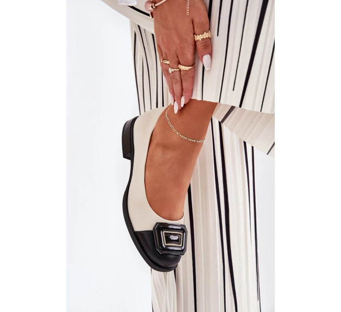 Kožené Baleríny S Dekorací D&A model 21691015 Béžové - S.Barski