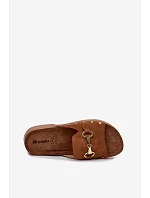 Semišové dámské pantofle model 22182191 Camel - Inblu