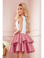 Dvoubarevné šaty s krajkovým výstřihem Numoco - bílé a růžové