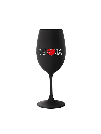 TY A JÁ - černá sklenice na víno 350 ml