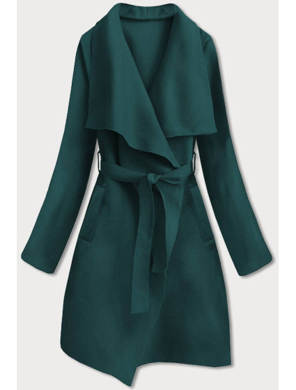 Tmavě zelený minimalistický dámský kabát (747ART)