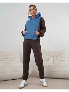 Dámská dvoubarevná tepláková souprava v čokoládově modré barvě (554)