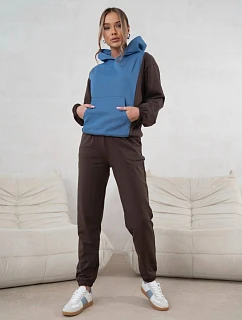 Dámská dvoubarevná tepláková souprava v čokoládově modré barvě (554)