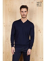 Men Pánský svetr s výstřihem do V night blue model 22500678 - NEOBLU