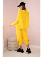 Bavlněná mikina kalhoty set tmavě žlutá Bavlněná mikina kalhoty set tmavě žlutá