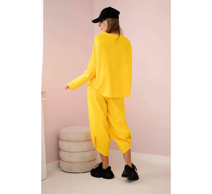 Bavlněná mikina kalhoty set tmavě žlutá Bavlněná mikina kalhoty set tmavě žlutá
