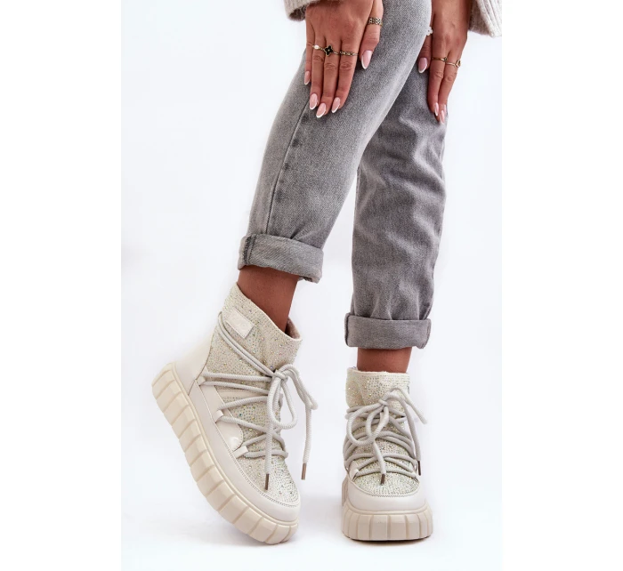 Ocieplené sněžné boty s džetami GOE MM2N4081 bežové