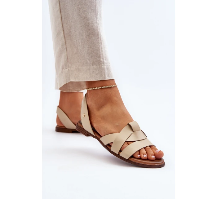 Zazoo 40185 Pohodlné kožené klínové sandály hnědé