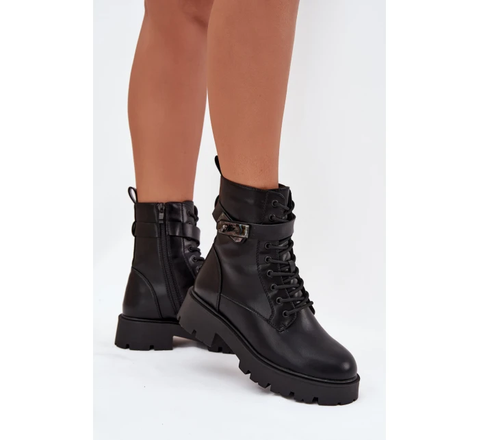 Dámské Boty Pracovní S Ozdobným Páskem Zateplené Eko Kůže Černé Selita Dámské Boty Pracovní S Ozdobným Páskem Zateplené Eko Kůže Černé Selita