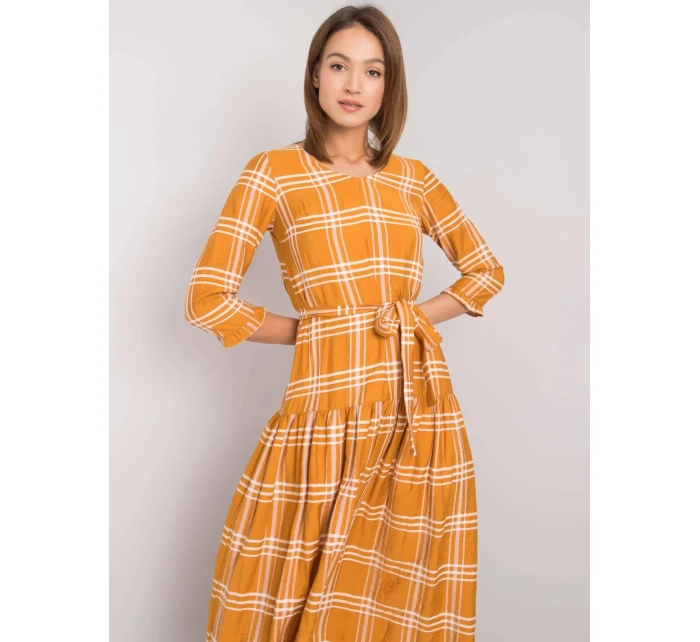 Dámské šaty model 18909747 tmavě žlutá Lakerta - FPrice Dámské šaty model 18909747 tmavě žlutá Lakerta - FPrice