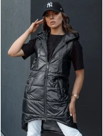 Dámská prošívaná vesta s kapucí dlouhá černá Dstreet model 21979272 - FashionStreet
