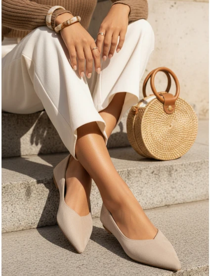 Baleriny damskie z w beżowe model 22029982 - FashionStreet