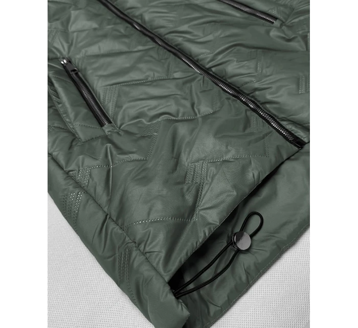Lekka kurtka damska pikowana z kapturem Goodlookin khaki (B8588-11)