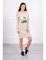 Šaty s potiskem Love béžové Šaty s potiskem Love béžové