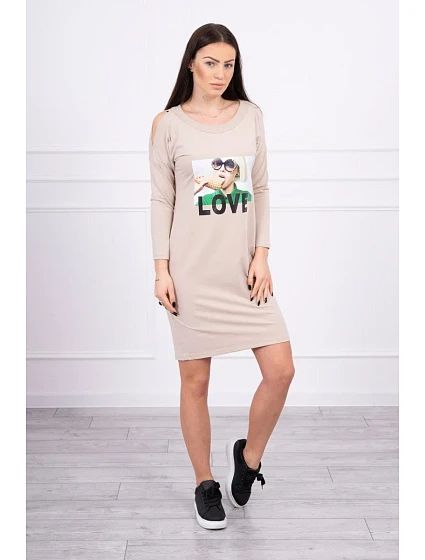 Šaty s potiskem Love béžové Šaty s potiskem Love béžové