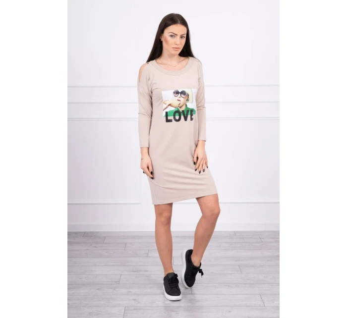 Šaty s potiskem Love béžové Šaty s potiskem Love béžové