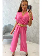 Kombinéza s ozdobným páskem v pase světle růžová Kombinéza s ozdobným páskem v pase světle růžová