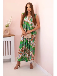 Dámské bavlněné šaty s rozšířeným lemem zelený