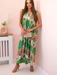 Dámské bavlněné šaty s rozšířeným lemem zelený