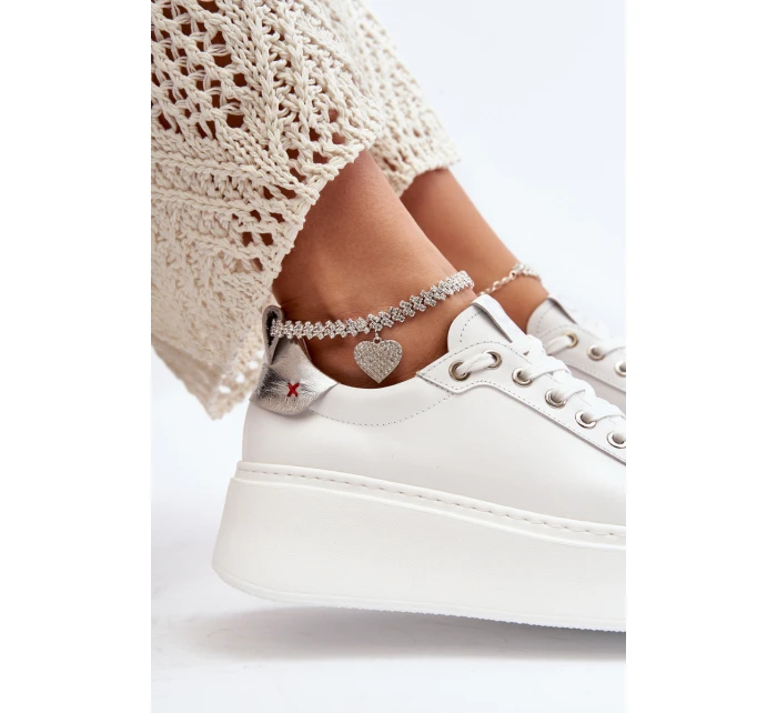 Kožené Dámské Tenisky S Náramkem CheBello 4406 Bílé