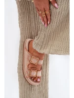 Dámské Pantofle S Přezkami A Ozdobným Béžové model 21696569 - Boto Dámské Pantofle S Přezkami A Ozdobným Béžové model 21696569 - Boto