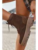 Semišové dámské workery s šněrováním Big Star model 21708627 hnědé - Big Star Shoes